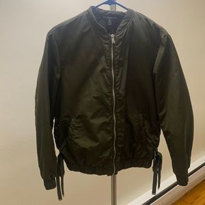 Zara Forest Green Bomber with Crisscross Ties on Sides